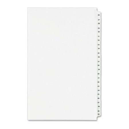 Avery Dennison Avery Side Tab Index Divider Set, 26 to 50, 8.5"x14", 25 Tabs, White/White 1431